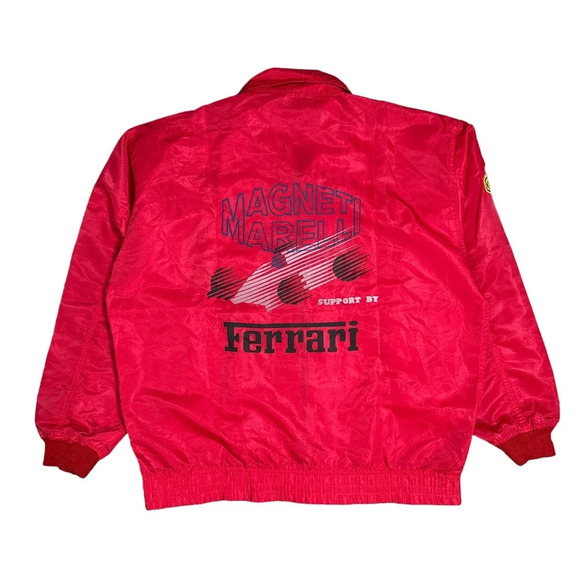 Vintage 90s Ferrari Magneti Marelli Red Windbreaker Jacket Mens One Size Large - Picture 1 of 13